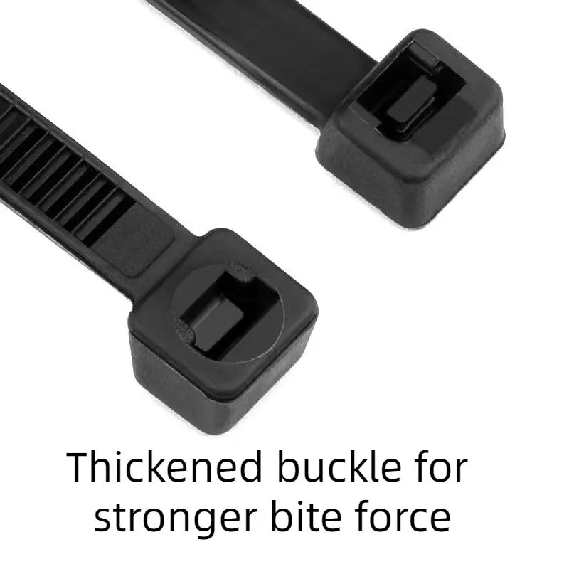Durable black nylon ties, anti-corrosion, high toughness, 100 pieces