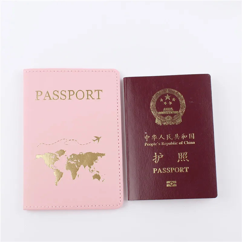 Stylish PU leather passport cover with map. Stylish and lightweight. Unisex. 