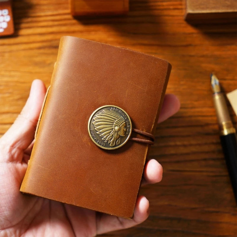 Handcrafted vintage-style leather travel journal