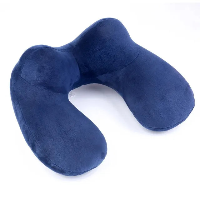 Inflateable U-shape pillow for comfy travel