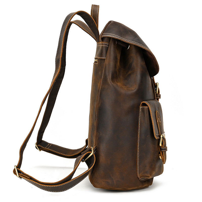 Casual Retro Crazy Horse Leather Travel Backpack