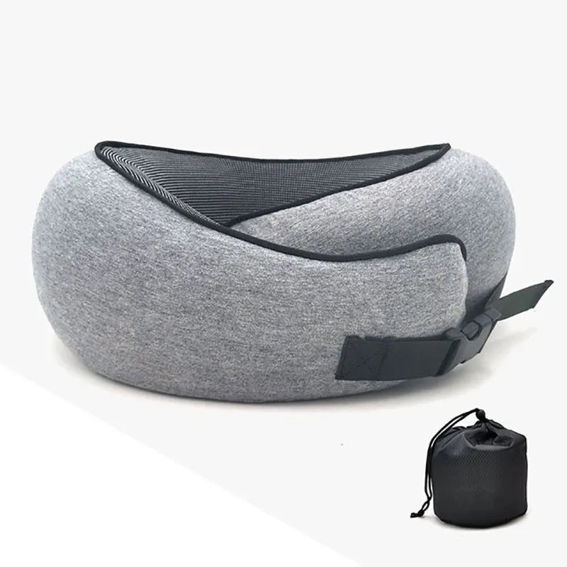 Portable U-shaped memory foam neck pillow for comfortable rest anywhere