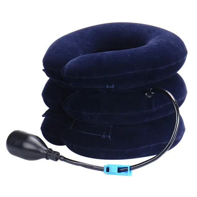 Inflatable neck cushion for stress relief and cervical support massage