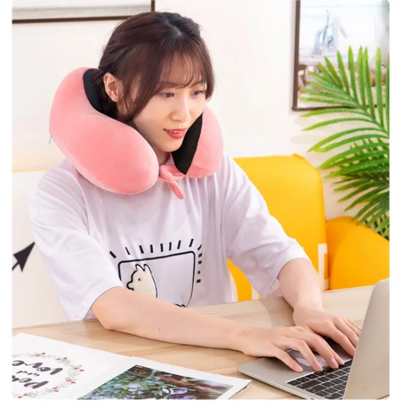 Luxurious U-shaped memory foam travel pillow for cervical support