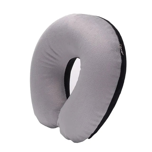 Inflatable U-shaped travel pillow for cozy neck support anywhere