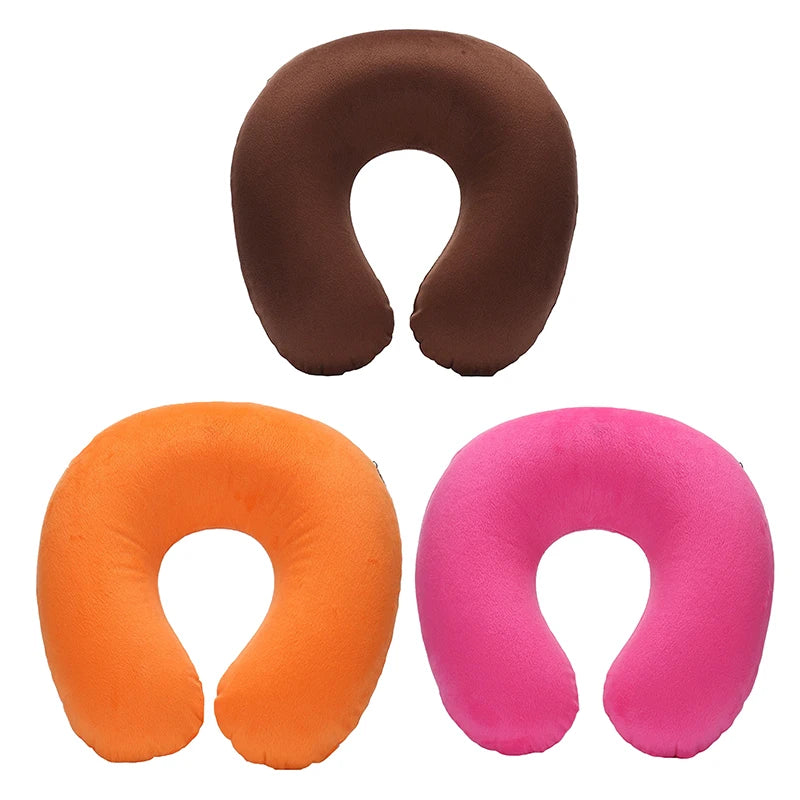 Inflatable U-shaped travel pillow for cozy neck support anywhere